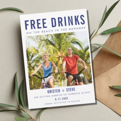 Free Drinks Beach Bahamas Destination Wedding  Save The Date