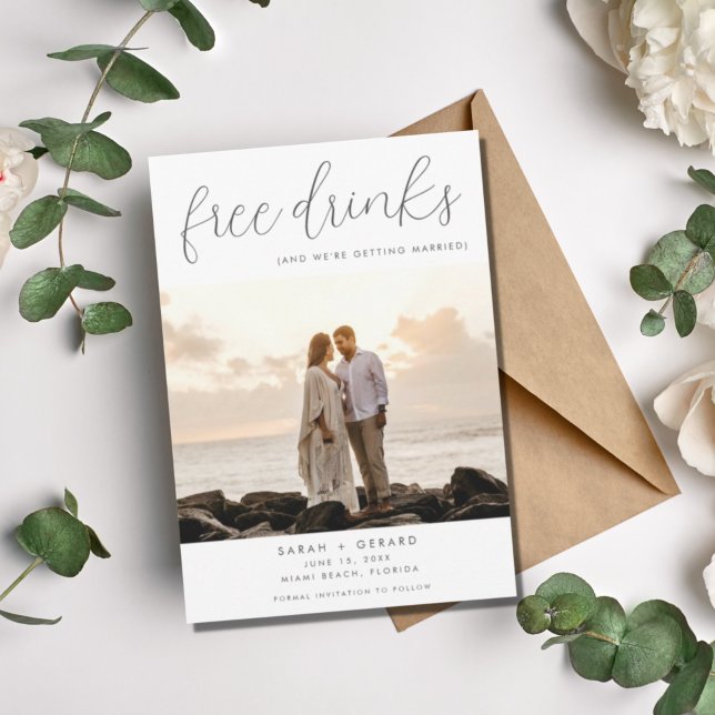 Free Drinks Beach Destination Wedding Photo   Save The Date (Creator Uploaded)
