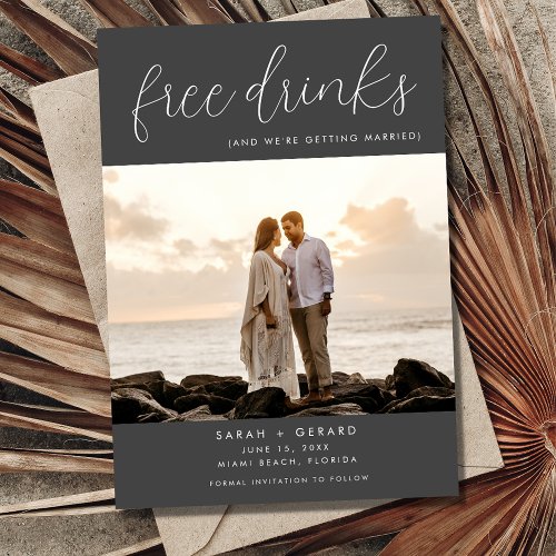 Free Drinks Beach Destination Wedding Photo Save The Date