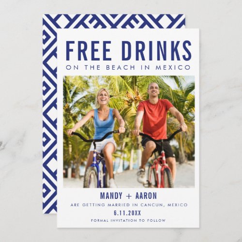 Free Drinks Beach in Mexico Destination Wedding Save The Date