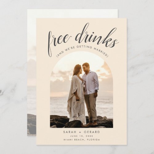 Free Drinks Beach Wedding Arch Photo Save The Date