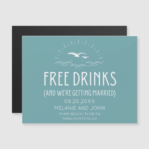 Free Drinks Beach Wedding Save the Date Magnets