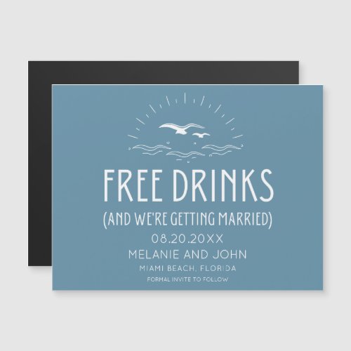 Free Drinks Beach Wedding Save the Date Magnets