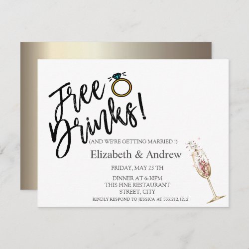 Free DrinksChampagne Glass Wedding Invitation