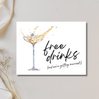 Free Drinks Champagne Glass Wedding Save the Date