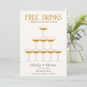 Free drinks cocktail photo wedding  save the date