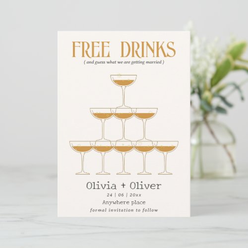 Free drinks cocktail photo wedding  save the date