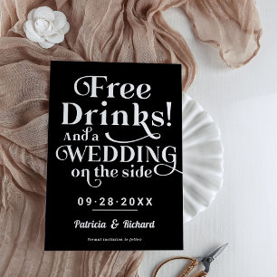 Free Drinks Funny Casual Wedding Save The Date Invitation