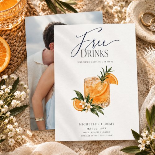 Free Drinks Funny Cocktail Wedding Save the Date