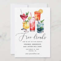 Free Drinks. Funny modern cocktails photo wedding