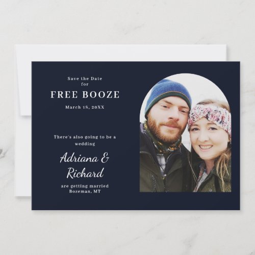 Free Drinks Funny Photo Wedding  Save The Date