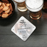 Free drinks funny photo wedding save the date paper coaster<br><div class="desc">Modern trendy script free drinks and a wedding on the side open bar wedding save the date personalized drink coaster with custom photo transparent overlay.</div>