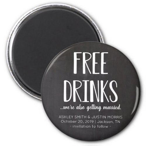 Free Drinks Funny Save the Date Magnets