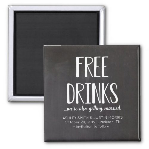 Free Drinks Funny Save the Date Magnets