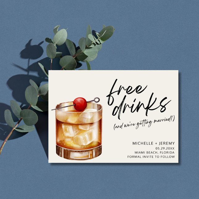 Free Drinks Funny Wedding Save The Date with Photo (Funny Free Drinks Photo Wedding Save the Date  Postcard)