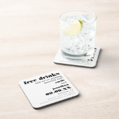 Free Drinks Getting Married Too Fun Save The Date Beverage Coaster (Right Side)