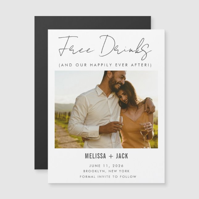 Free Drinks Happily Ever After Save the Date (Front/Back)