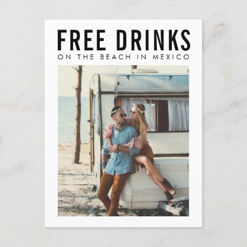 Free Drinks Mexico Wedding Save the Date  Announcement Postcard
