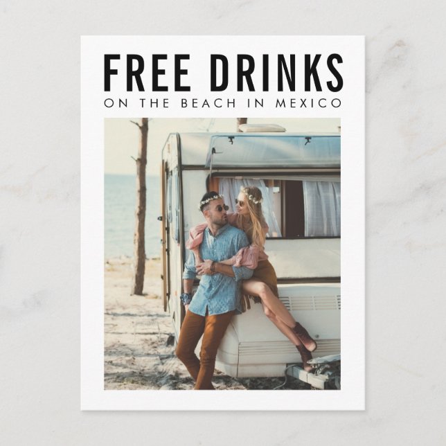 Free Drinks Mexico Wedding Save the Date  Announcement Postcard (Front)