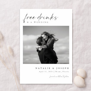 Free Drinks   Minimalist Romantic Photo Wedding Save The Date