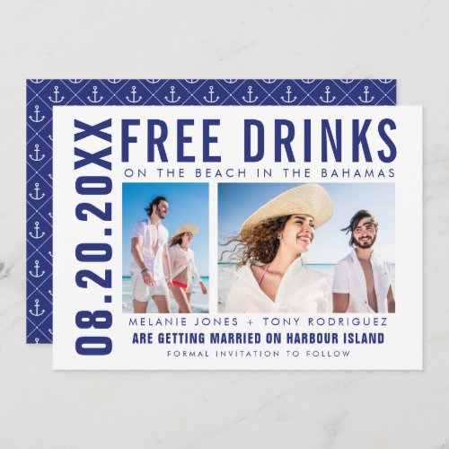 Free Drinks Photo Bahamas Destination Wedding Announcement