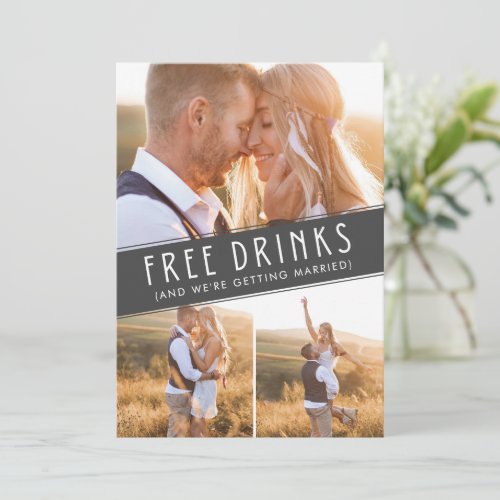 Free Drinks Photo Collage Wedding Save the Date