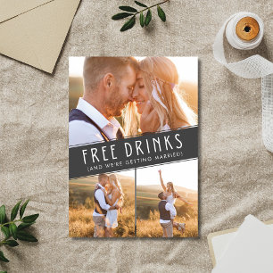 Free Drinks Photo Collage Wedding Save the Date