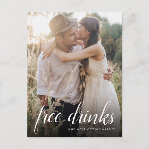 Free Drinks Photo Funny Wedding Save the Date Announcement Postcard