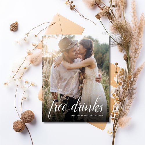 Free Drinks Photo Funny Wedding Save the Date Announcement Postcard