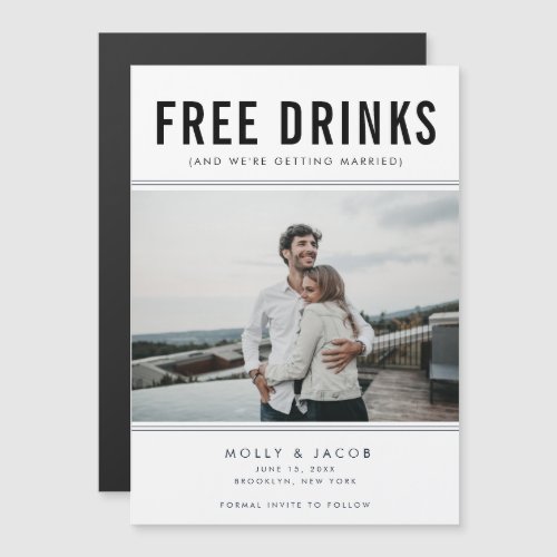 Free Drinks Photo Wedding Save the Date