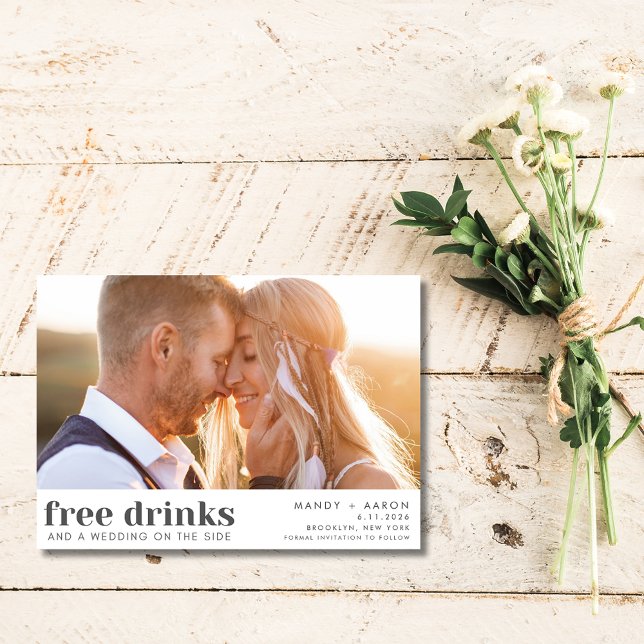 Free Drinks Photo Wedding Save the Date (Free Drinks Photo Wedding Save the Date)