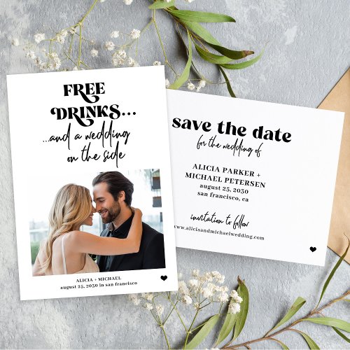 Free drinks photo wedding save the date