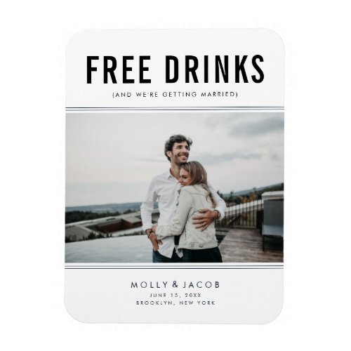 Free Drinks Photo Wedding Save the Date Magnet