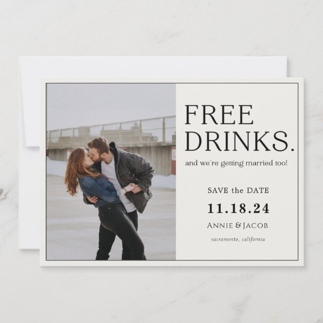 Free Drinks Save the Date (Front)