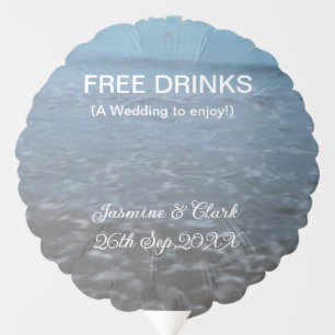 Free drinks save the date beach wedding add name balloon