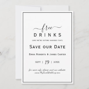 Free Drinks Save the Date Card