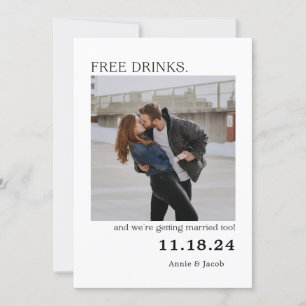 Free Drinks Save the Date Invitation