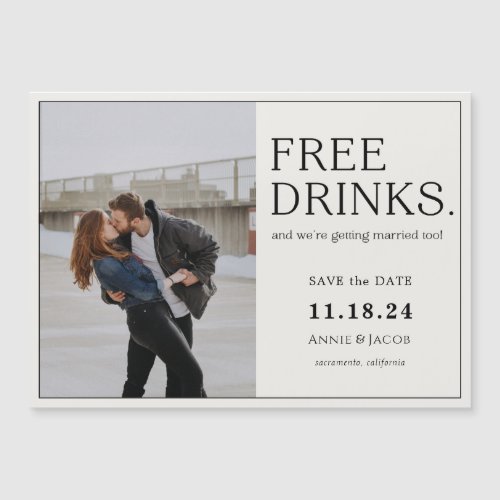 Free Drinks Save the Date Magnet