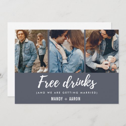 Free Drinks Script Photo Wedding Save the Date
