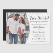 Free Drinks Silver Photo Save The Date Magnet (Front/Back)