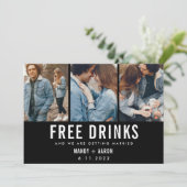 Free Drinks Three Photo Wedding Save the Date (Standing Front)