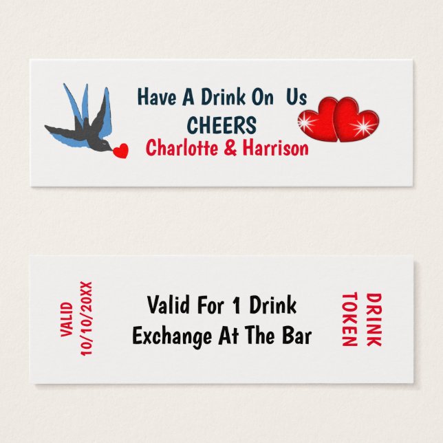 Free Drinks Token Personallized (Front & Back)