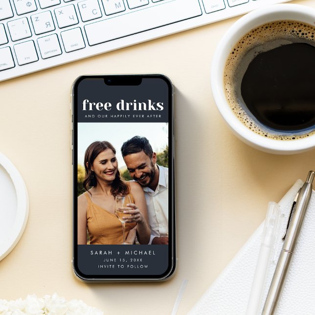 Free Drinks Wedding Photo Digital Save the Date (Free Drinks Wedding Photo Digital Save the Date)