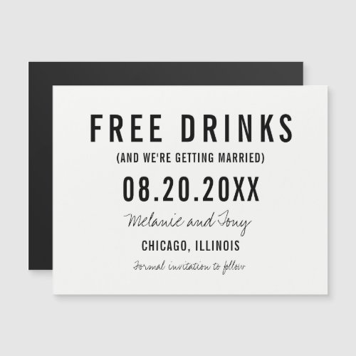 Free Drinks Wedding Save the Date