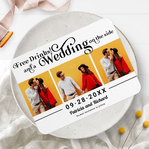 Free Drinks Wedding Save The Date 3 Photo Magnet