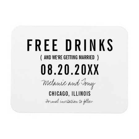 Free Drinks Wedding Save The Date Magnets
