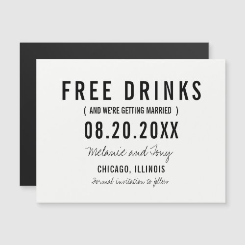 Free Drinks Wedding Save the Date Magnets