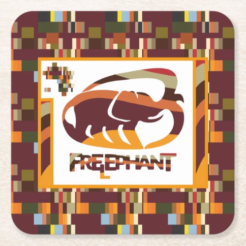 FREE ELEPHANT BY MASANSER PIXELAT SQUARE PAPER COASTER