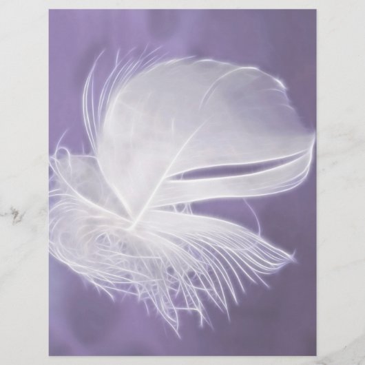Free Falling feather on purple background (Front)