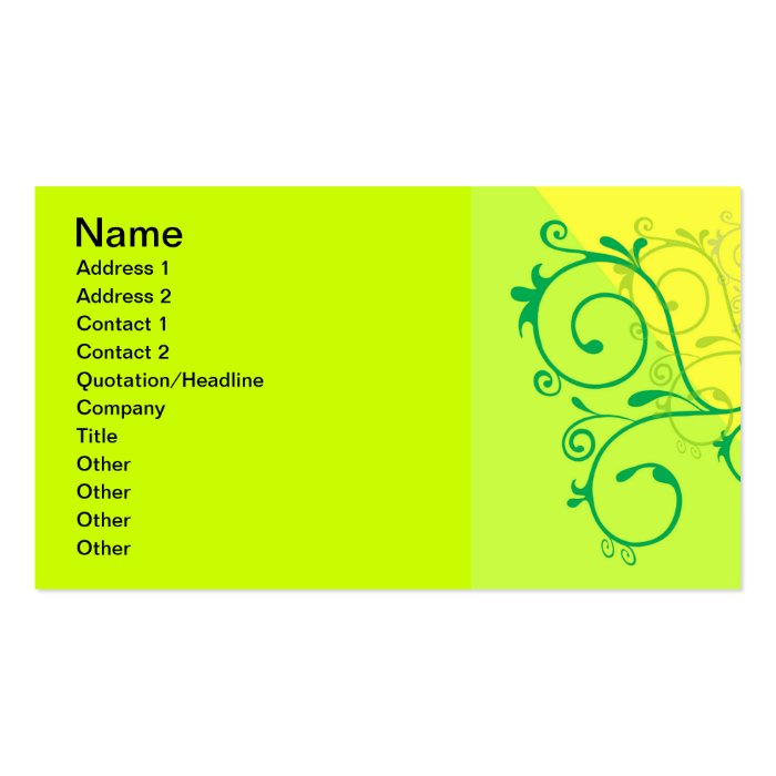 Free Floral Graphics Lemon Lime digital swirls Business Card Templates